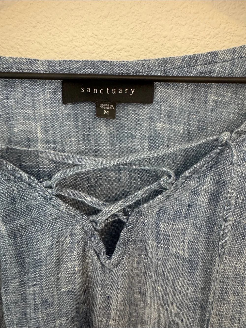 Sanctuary Chambray Lace-Up Peasant Tunic - Light Blue N0163 - Picture 2 of 3